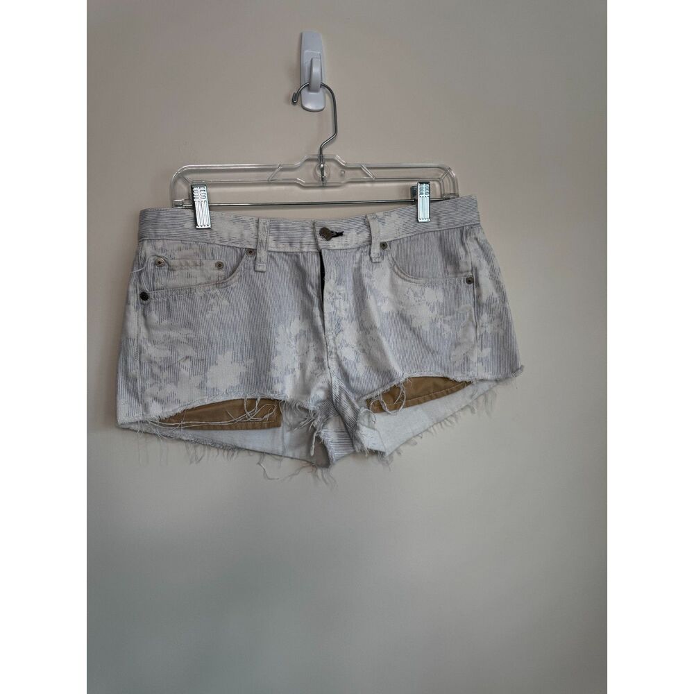 Rag & Bone Women's Jean Shorts Kahuna Print White Blue Denim Cut Off Size 29
